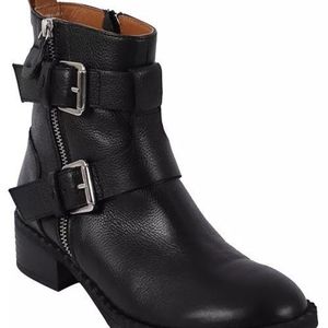 Gentle Souls by Kenneth Cole Brena Moto Ankle Boots Black Size 8.5M Side Zip